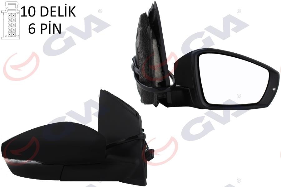 GVADış Dikiz Aynası Sağ Polo 09 Elektrikli Isıtmalı Sinyalli Asferik 6 Fiş Vm-388NehrGVA 1075456