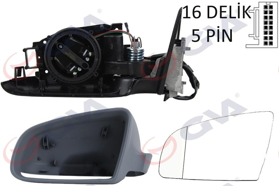 GVADış Dikiz Aynası Sol A3 03 Elektrikli Isıtmalı 3 Kapılı Astarlı Asferiklı 5 Fiş Vm-011EhalGVA 1075955