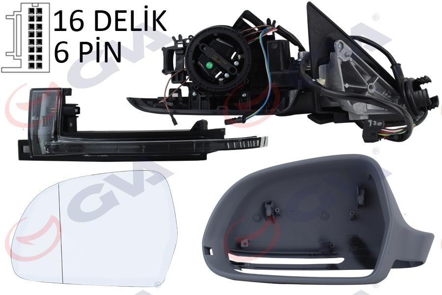 GVADış Dikiz Aynası Sol A4 08 Elektrikli Isıtmalı Astarlı Asferik 6 Fiş Vm-018EhpalGVA 1075941