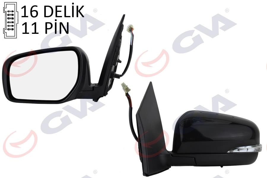 GVADış Dikiz Aynası Sol Kaleos 10 Elektrikli Isıtmalı Sinyalli Katlanır Sensörlü Siyah Kapak Konveks 11 FişGVA 1019551