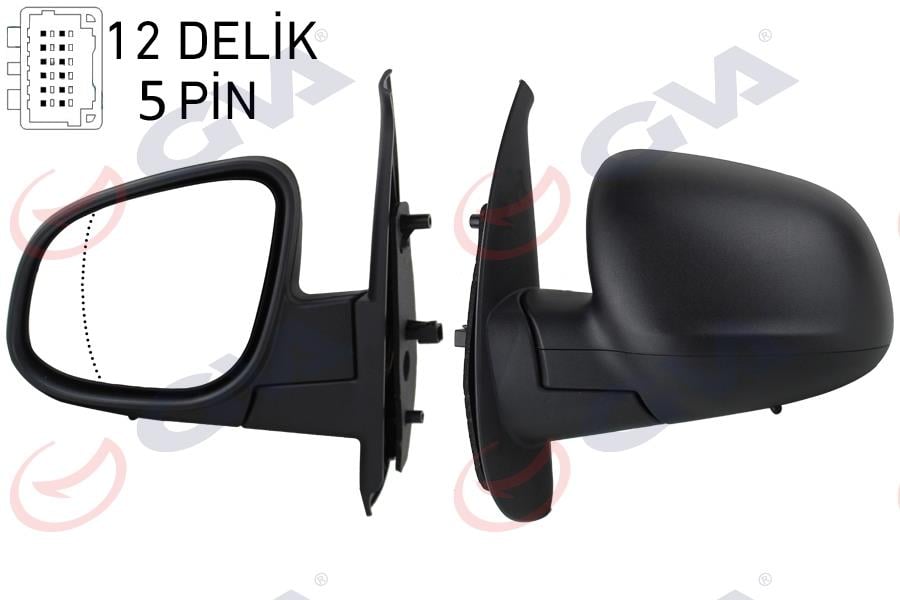 GVADış Dikiz Aynası Sol Kangoo-Cıtan 13 Elektrikli Isıtmalı Desenli Asferik 5 Fiş Vm-6132EhalGVA 1016323