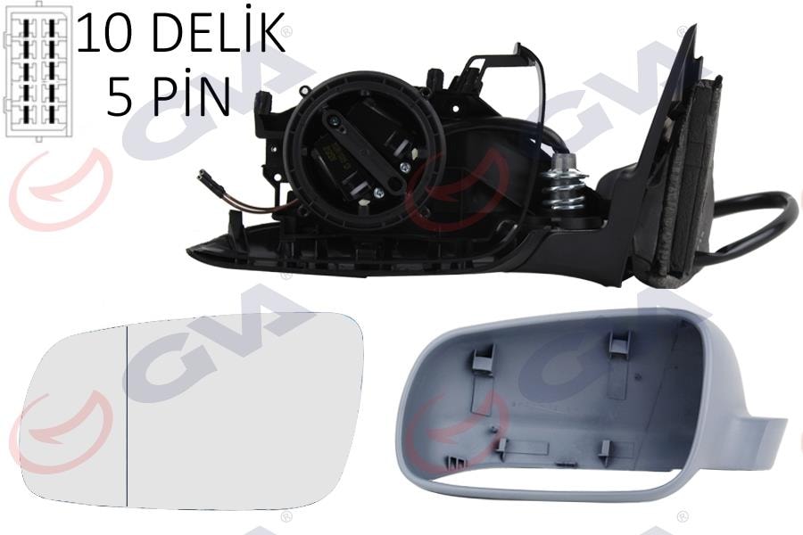 GVADış Dikiz Aynası Sol Passat 97 Elektrikli Isıtmalı Astarlı Konveks 5 Fiş Vm-189AlGVA 1075316