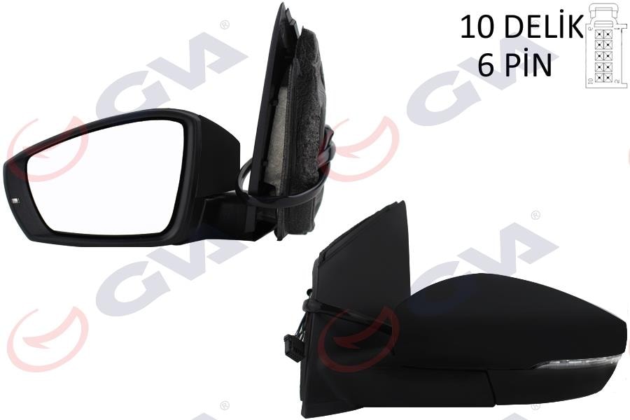 GVADış Dikiz Aynası Sol Polo 09 Elektrikli Isıtmalı Sinyalli Asferik 6 Fiş Vm-388NehalGVA 1075455