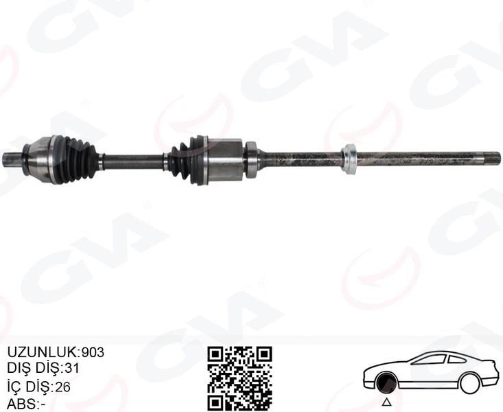 GVAKomple Aks Ön Sağ Freelander 2 L359 2.2 Td4 06 14 Uzunluk 1.002Mm Diş 40 Diferansiyel Diş 28GVA 4499215