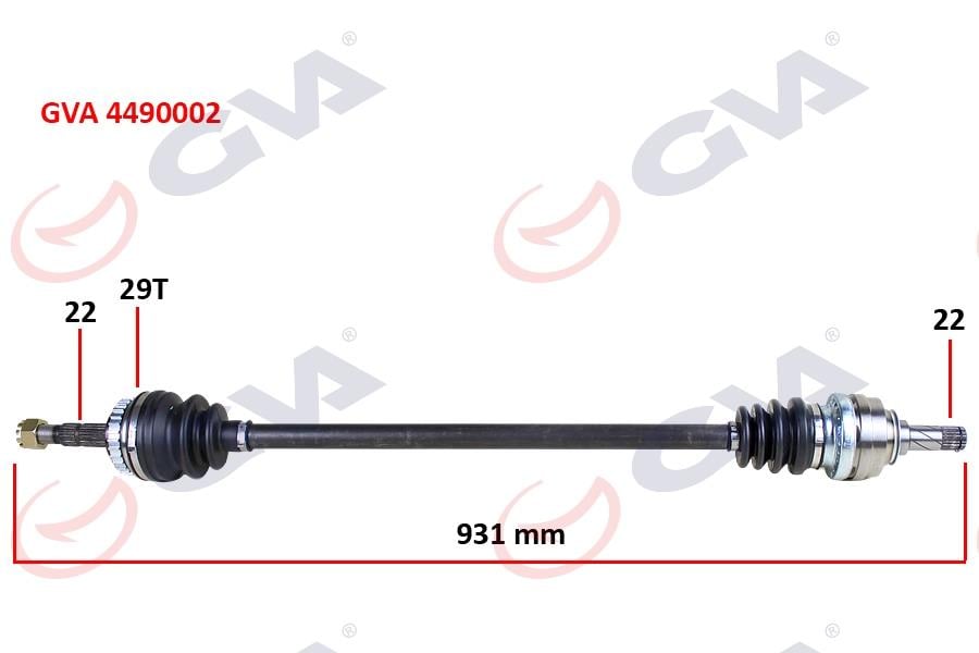GVAKomple Aks Sağ Astra F-Vectra A 1.4İ-1.6 16V 92-98 Abs Lı 29 Diş 931MmGVA 4490002