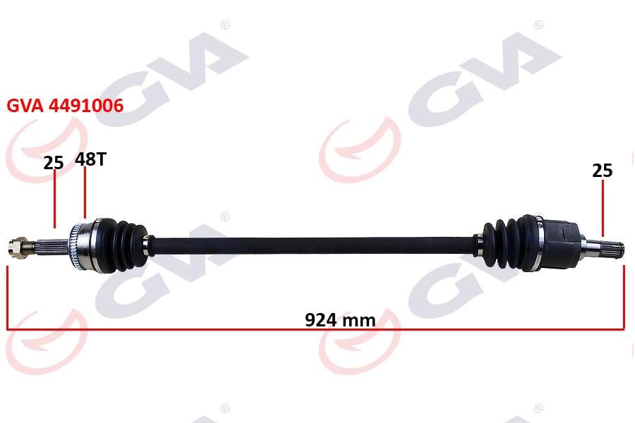 GVAKomple Aks Sağ Hyundaı Accent Era 1.4L 1.6L G4ee G4ed Benzinli 06-10 Abs Li 25X25 - Abs 48 Diş Komple Boy 924MmGVA 4491006