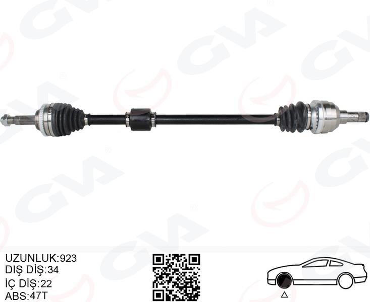 GVAKomple Aks Sağ Kalos 1.4 16V-Aveo 1.4 16V 03-08 Abs Li 47Diş 923Mm Manuel.GVA 4471912