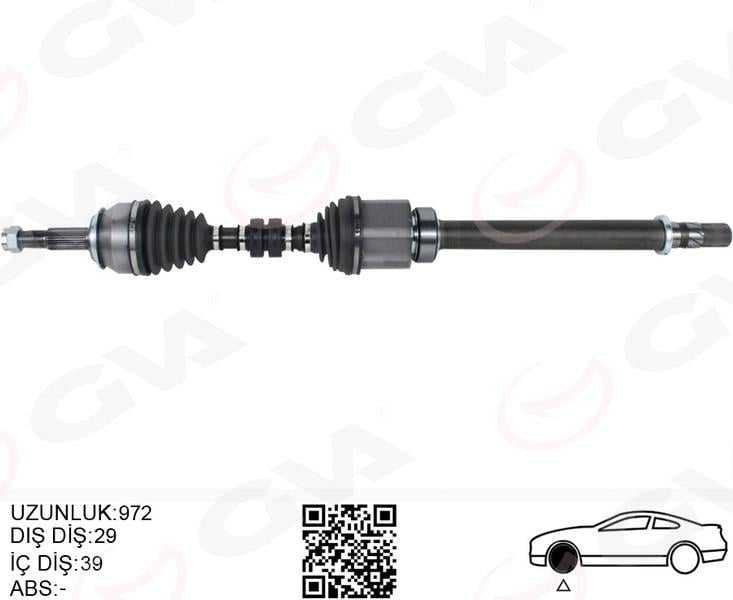 GVAKomple Aks Sağ Nıssan Qashqaı 1.6L R9m Dcı Manuel Vites J11 14- 29X39 Komple Boy 972MmGVA 4499908