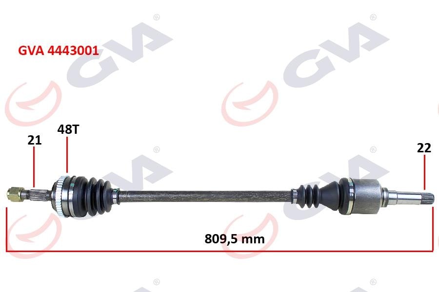 GVAKomple Aks Sağ Peugeot 106 Iı 1.4İ 96-02 Abs Li 48Diş 809MmGVA 4443001