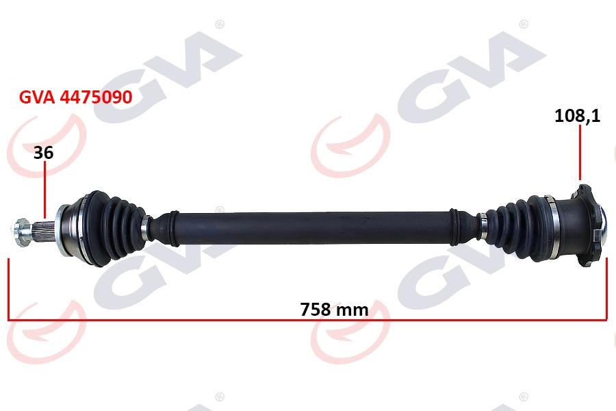 GVAKomple Aks Sağ Polo V 9N 1.4 Tdı 01-12 758Mm Man.GVA 4475090