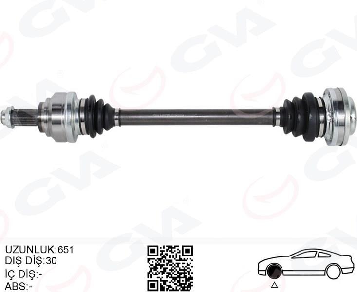 GVAKomple Aks Sağ/Sol Bmw E60 E63 E64 E65 E66 E87 E90 E92 E93 E81 E82 651Mm Diş 30GVA 4499200