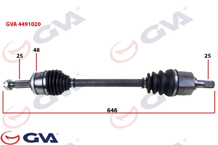GVAKomple Aks Sol Hyundaı İ20 1.4L D4fc Crdi 08-15 Abs Li 25X27 - Abs 48 Diş Komple Boy 646MmGVA 4491020