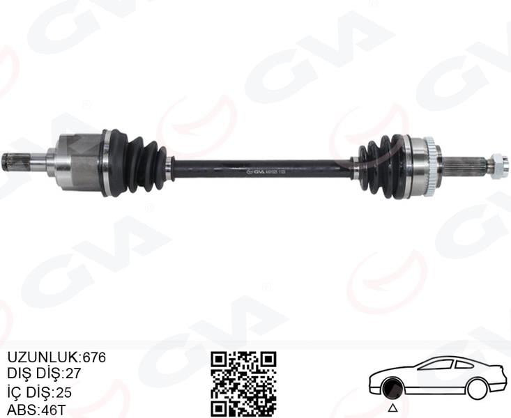 GVAKomple Aks Sol Hyundaı İ30 1.4L 1.6L G4fa G4fc Benzinli 07-11 Abs Li 27X25 - Abs 46 Diş Komple Boy 674MmGVA 4491025
