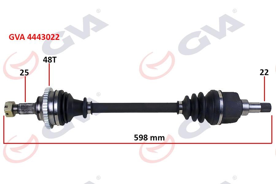 GVAKomple Aks Sol P206 1.6 16V-P206 Cc 00 Abs Li 48Diş 598MmGVA 4443022