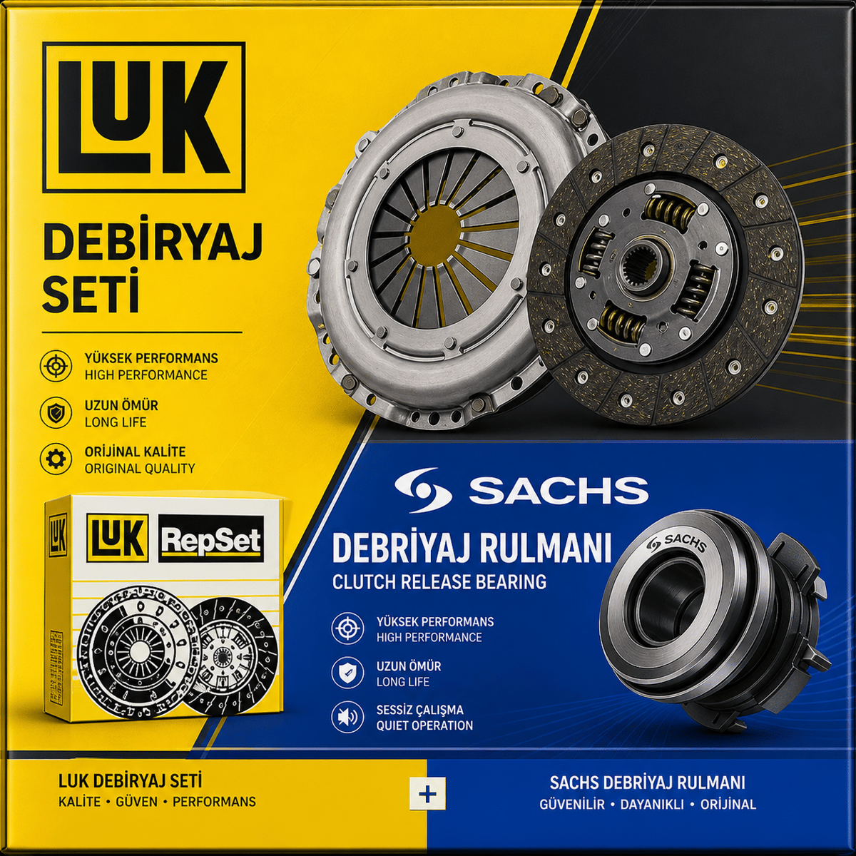 LUKLUK Baskı Balata Set + SACHS Debriyaj Rulmanı3074 wp