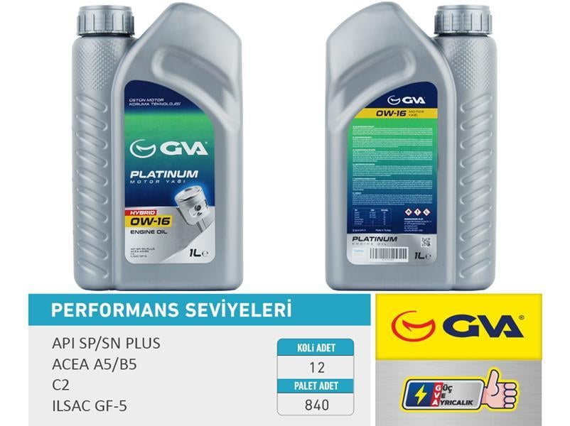 GVAMotor Yağı 1 Lt 0W16 Tam Sentetik Apı Sp / Sn-Plus Ilsac Gf-6B Hıbrıt Araçlar İçinGVA 9920851
