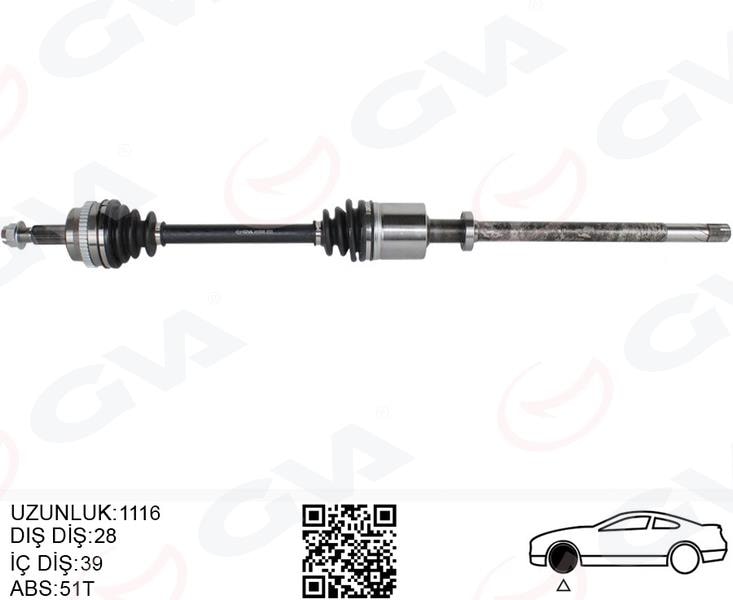 GVAÖn Aks Sağ Renault Master Iı Fd 2.5 Dcı Abslı 51 Dıs 28X39 06-10GVA 4419036