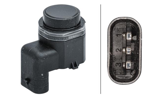 HELLAPark Yardım Sistemi Sensörü.3-Kutuplu.Siyah.Köşelenmiş.Volvo C30-S60-S80-V40-V60-V70-Xc60-Xc70HELLA 6PX358141621
