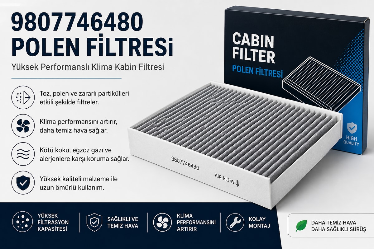 PSAPSA 9807746480 Polen Filtresi – Yüksek Performanslı Klima Kabin Filtresi | Toz, Polen ve Koku Önleyici9807746480