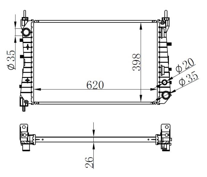GVARadyatör Brazing Lınea 1.3 Jtd Ac Klimasız Mek 621X395x26GVA 3129002