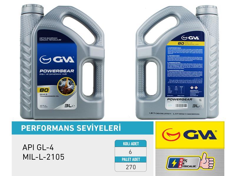 GVAŞanzıman Yağı 80W Apı Gl-4 3 LtGVA 9920810