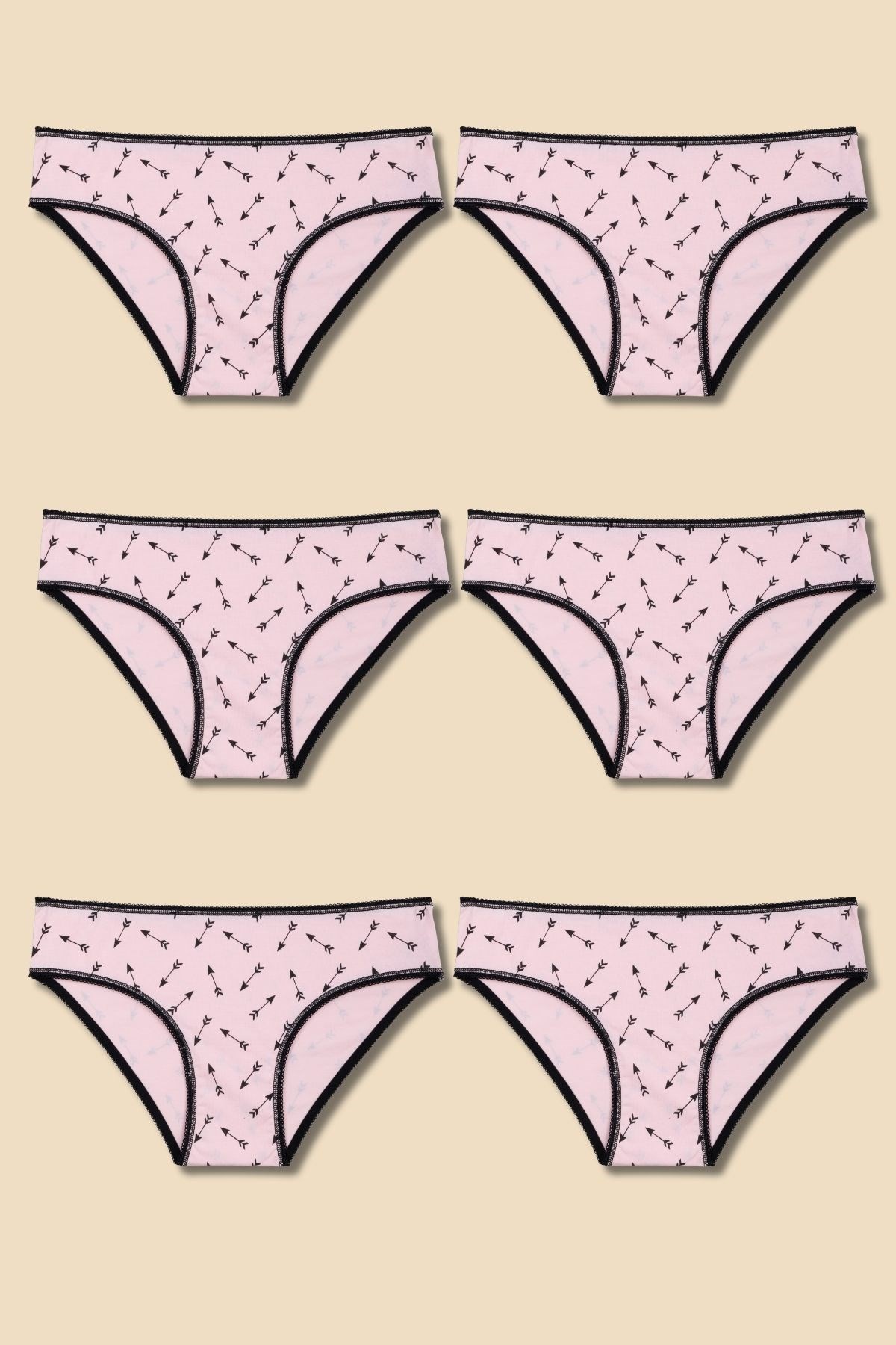 Kız Çocuk Pamuklu Renkli Baskılı Bikini Külot 6'lı Paket 5920 Renkli