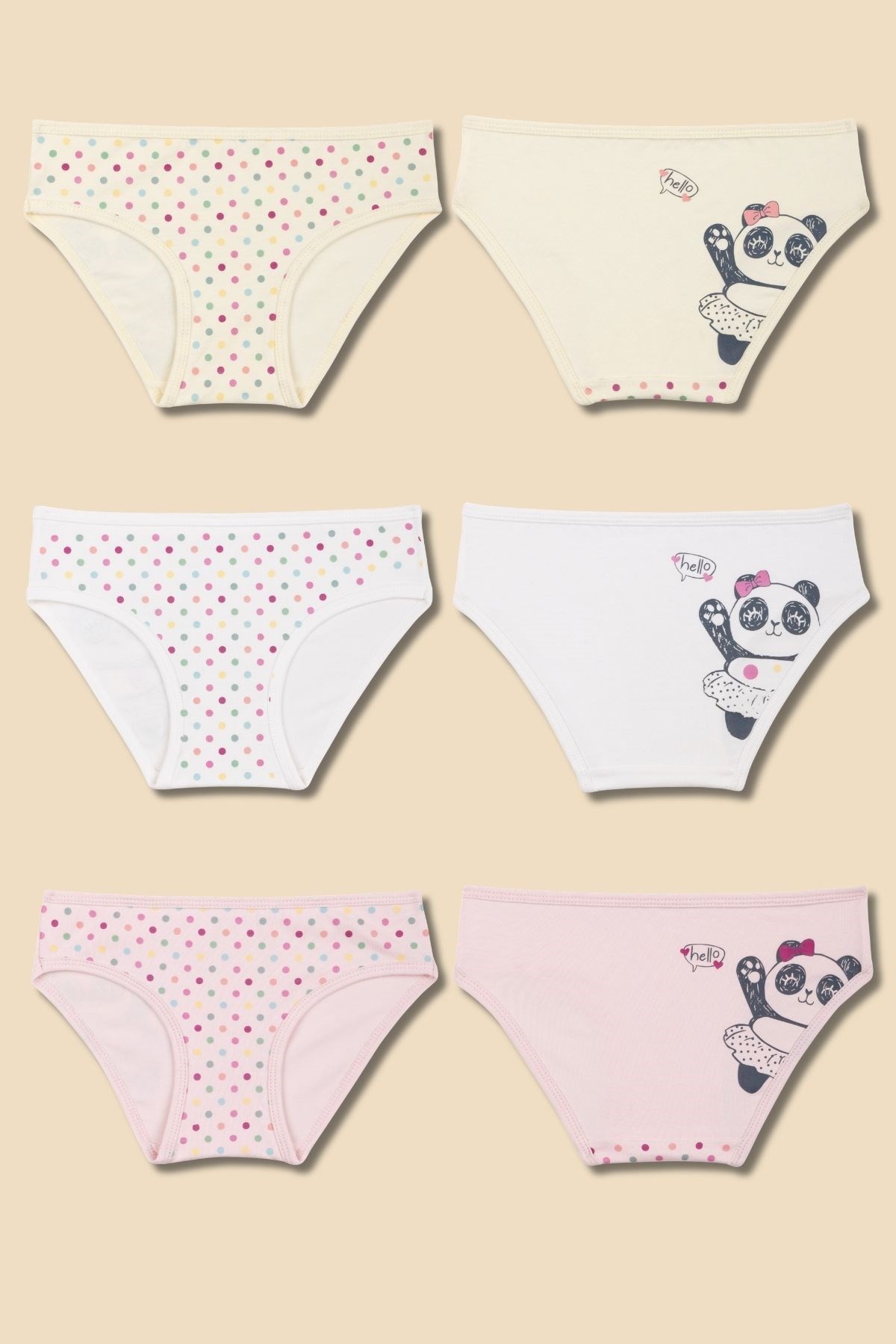 Kız Çocuk Pamuklu Renkli Baskılı Bikini Külot 6'lı Paket 5402 Renkli