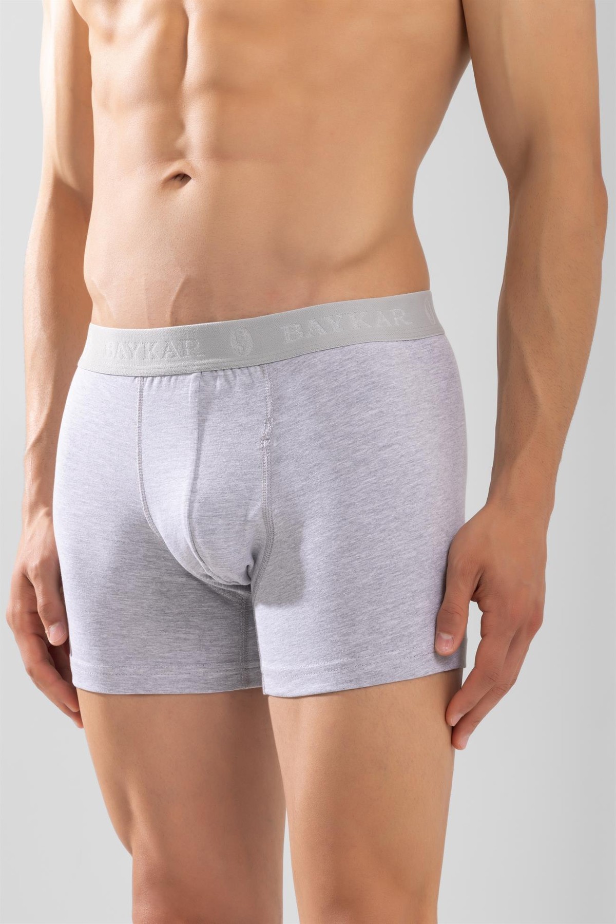 Erkek Compact Pamuklu Düz Boxer Gri Melanj