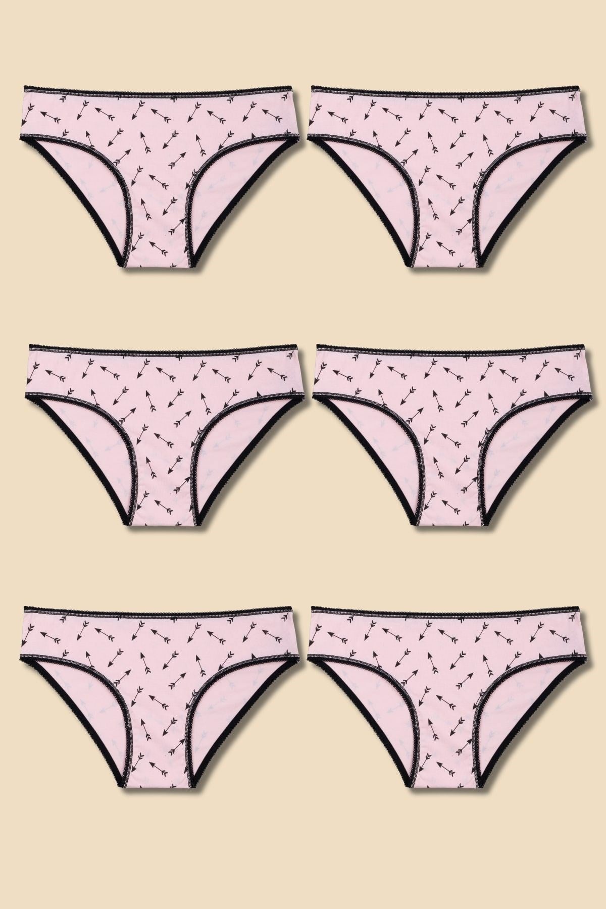 Kız Çocuk Pamuklu Renkli Baskılı Bikini Külot 6'lı Paket 5920 Renkli