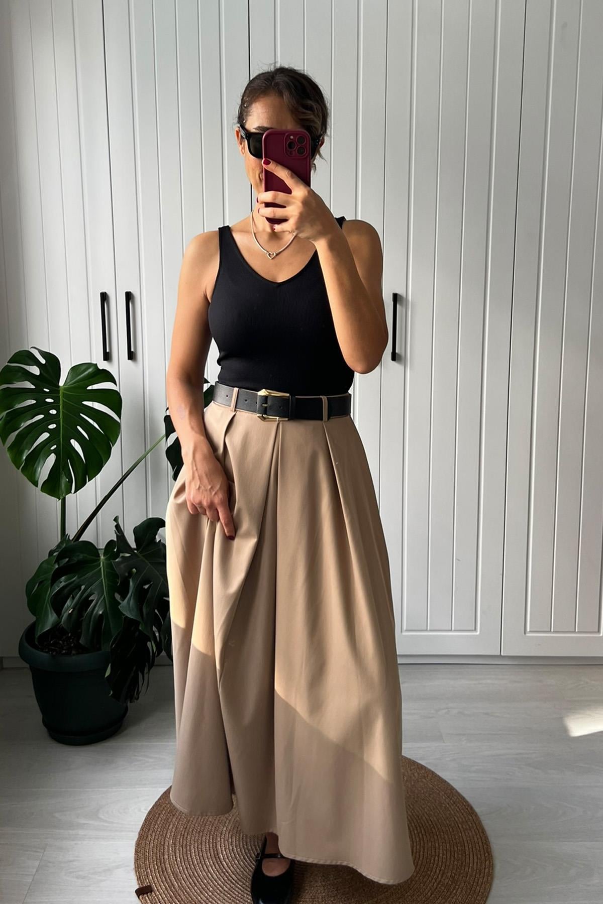 Beli Mekerli Midi Etek