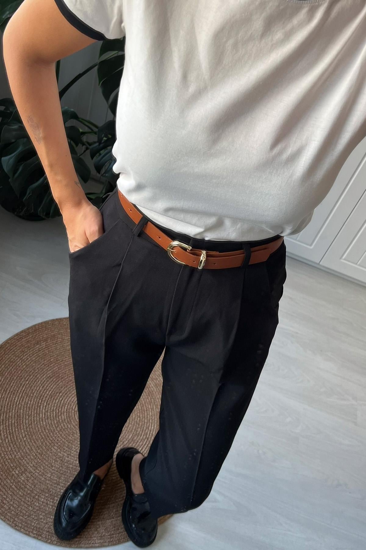 Kemerli Yüksek Bel Pantolon