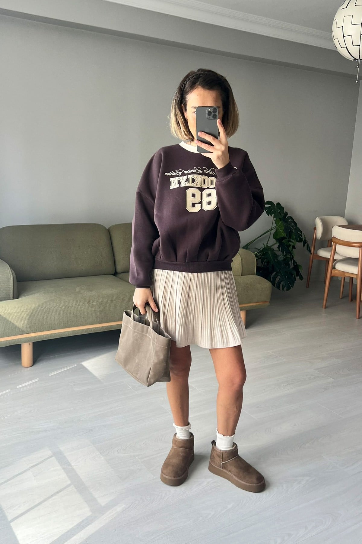 Kontrast Yaka Oversize Sweatshirt 