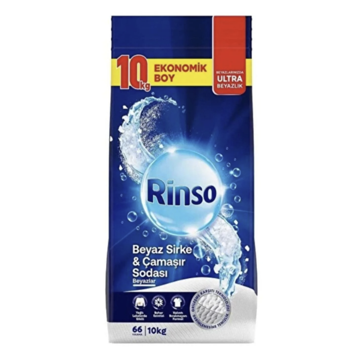 Rinso Beyaz Sirke ve Çamaşır Sodası Beyazlar İçin Toz Deterjan 10 kg