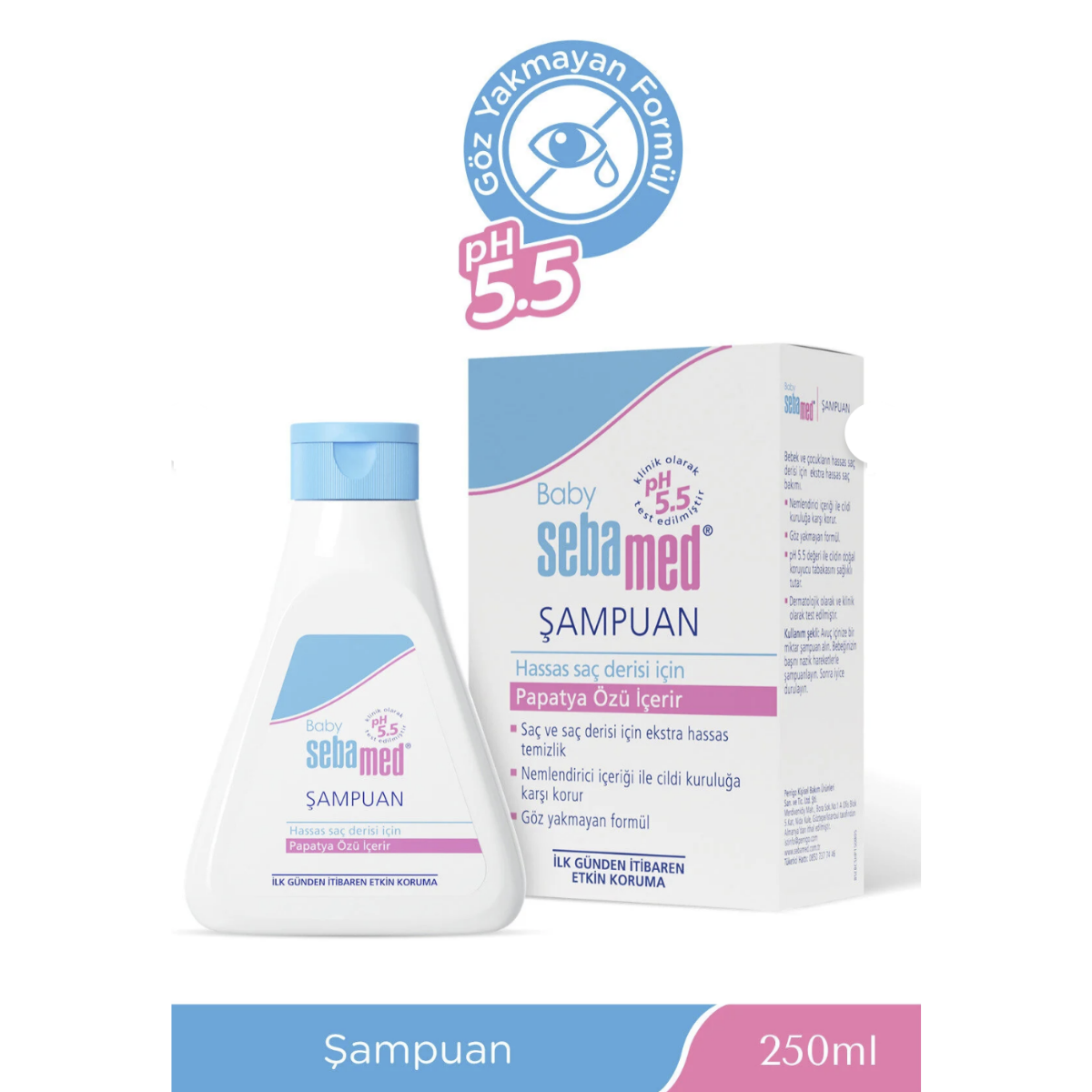 Sebamed Baby PH 5.5 Göz Yakmayan Formül Nemlendirici Etkili Papatya Özütlü Bebek Şampuanı 250 ml