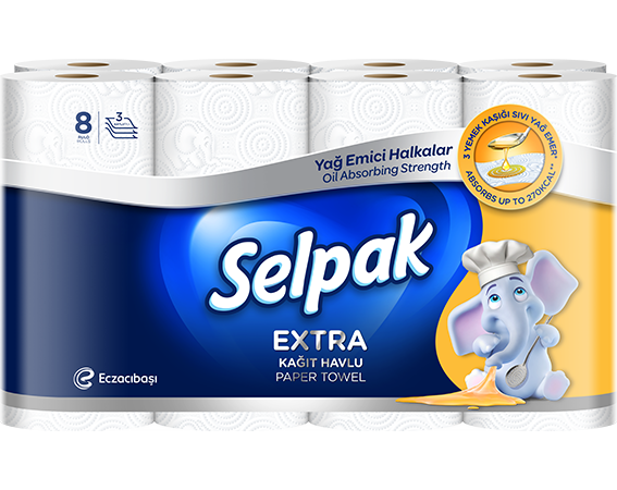 Selpak Extra Yağ Emici 3 Katlı Kağıt Havlu 8'li