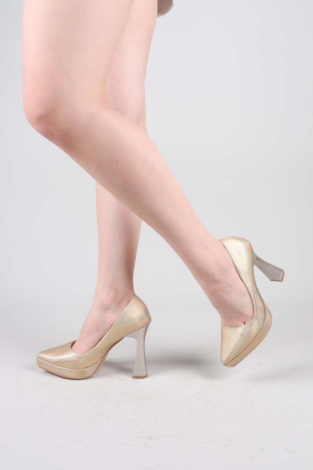 ASH Platform Topuklu Arkası Kapalı Stiletto GOLD