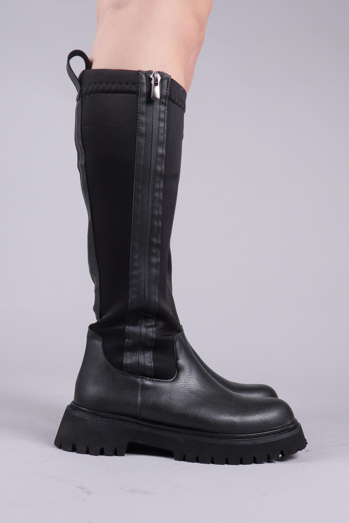 ASTEN Genişletilebilir Fermuarlı Strech Çizme SİYAH 