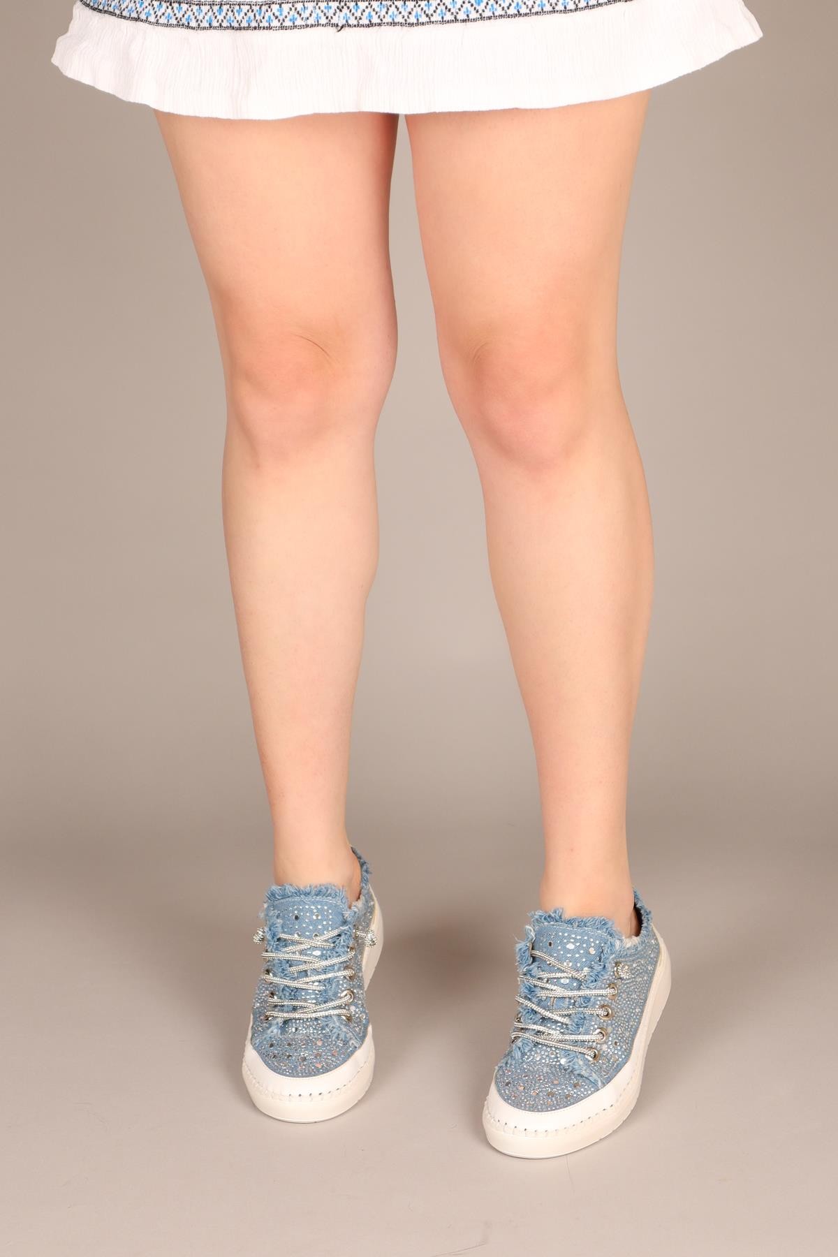 BİANCA Çok Taşlı Kot Sneakers MAVİ