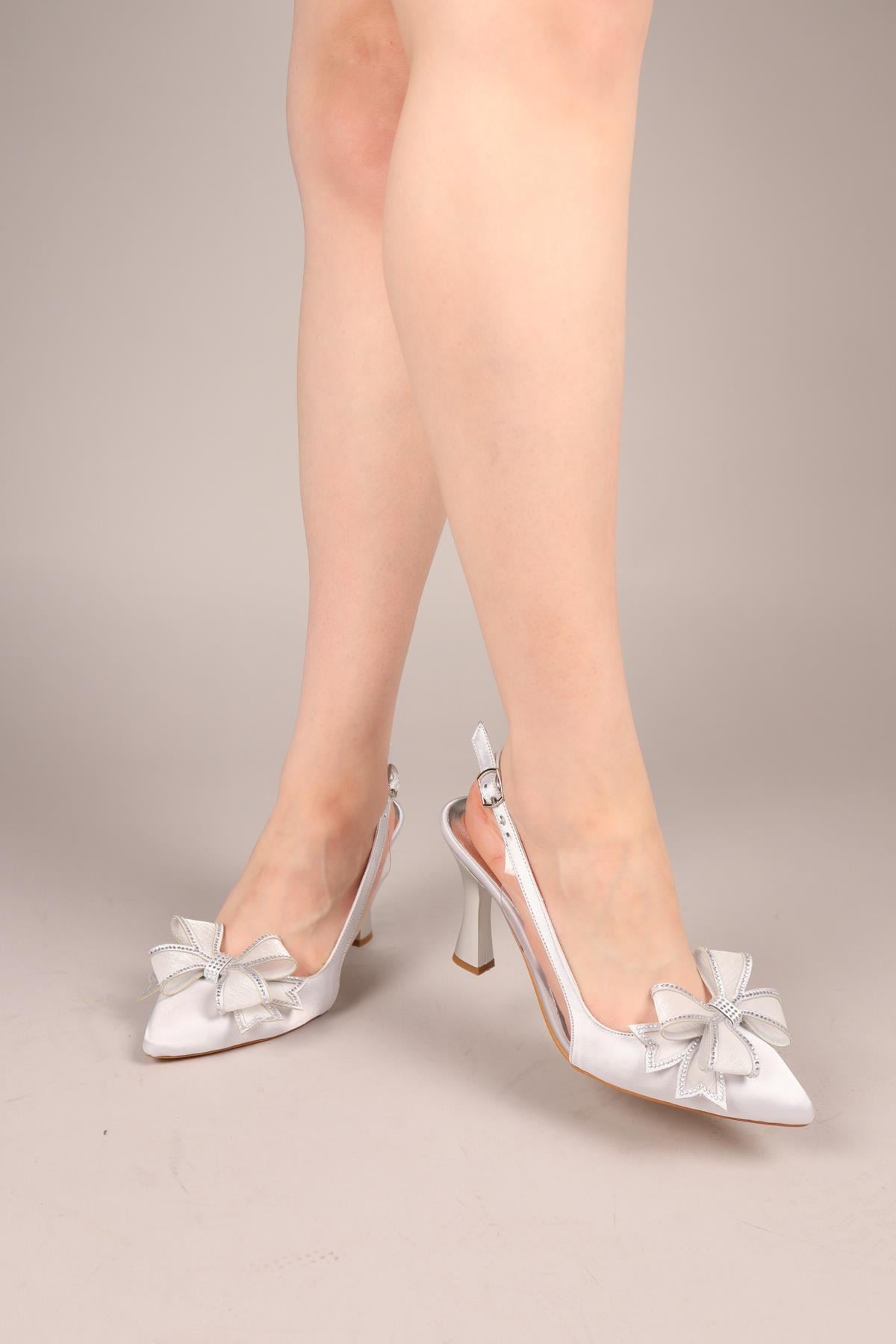 COCO File Fiyonklu Stiletto GÜMÜŞ
