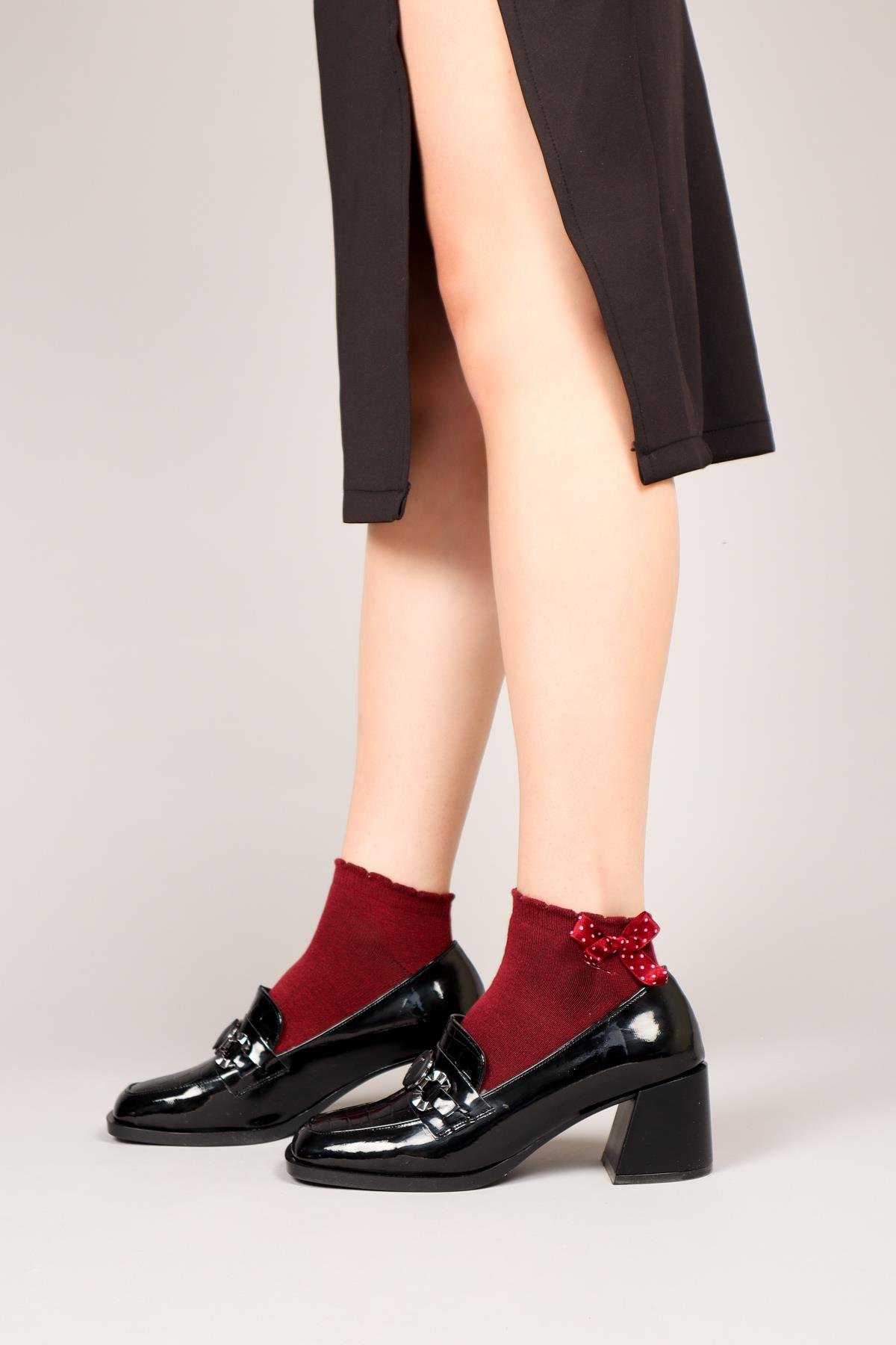 DACE Kroko Garnili Topuklu Ayakkabı SİYAH