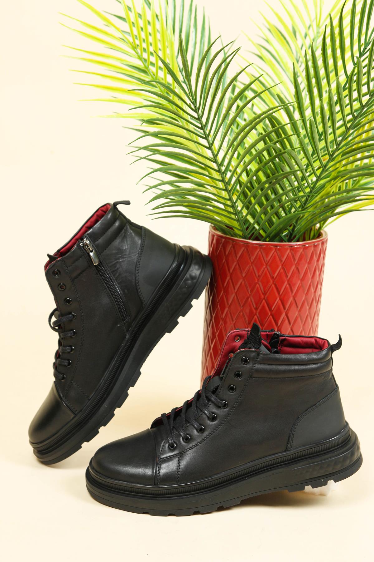 Dikiş Detaylı Erkek Bot SİYAH