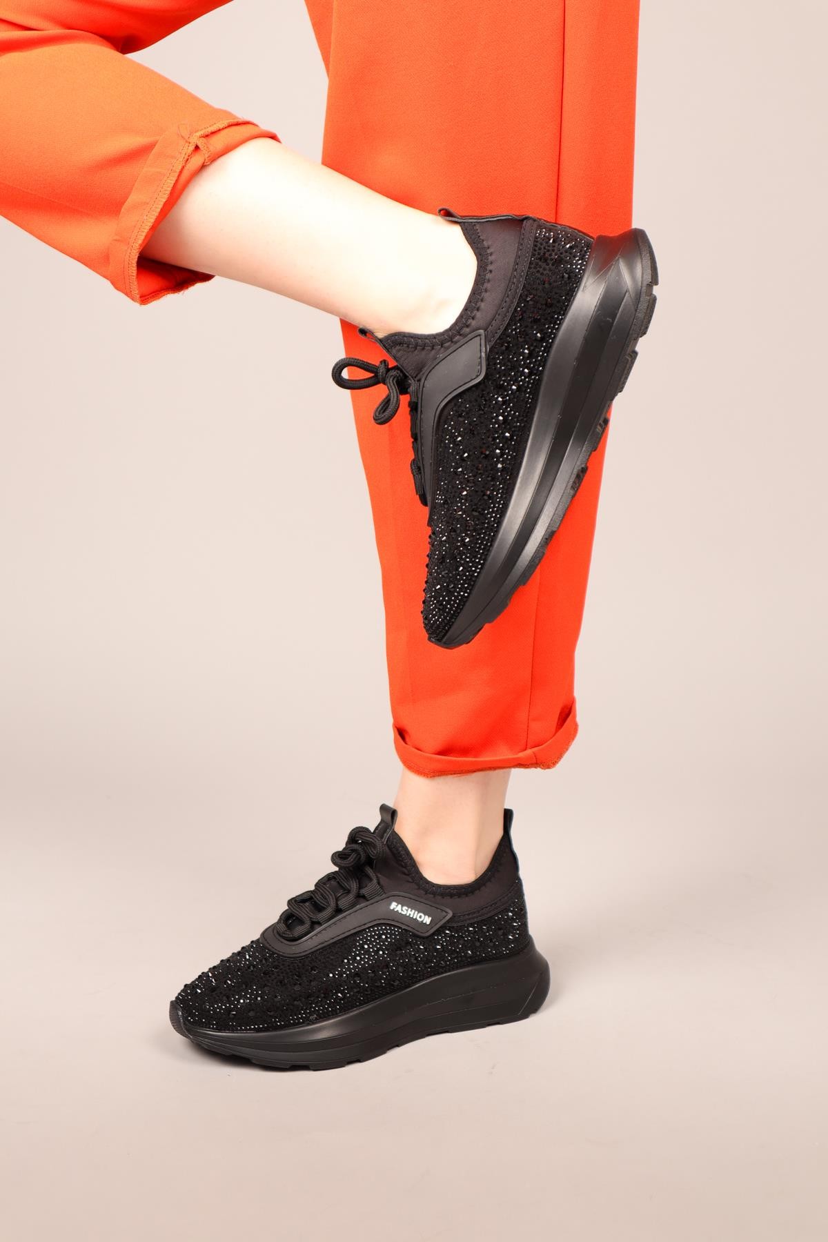 DOLCE Taşlı Strech Sneakers SİYAH