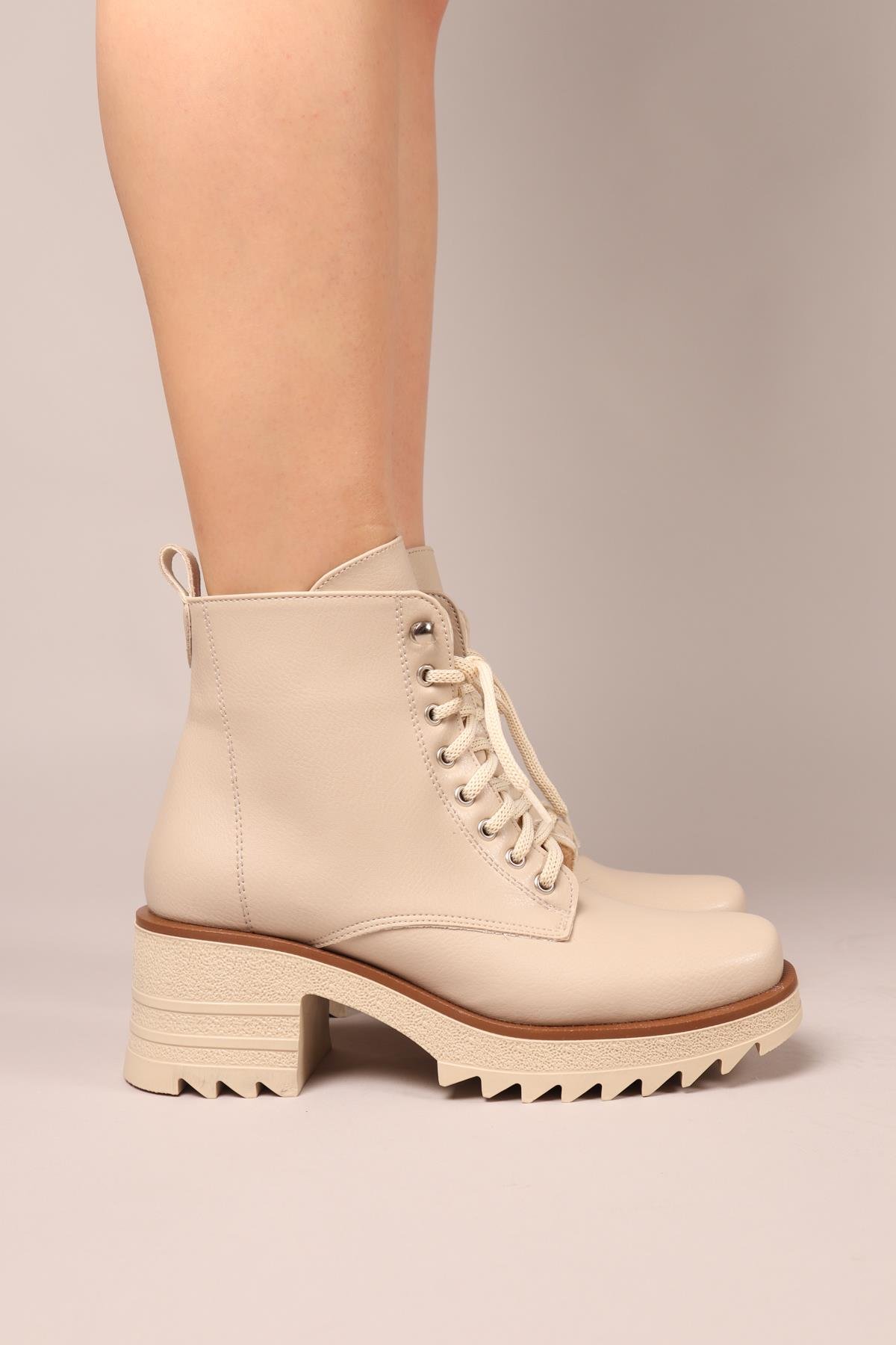 DORRA Kalın Topuklu Bağcıklı Bot TEN