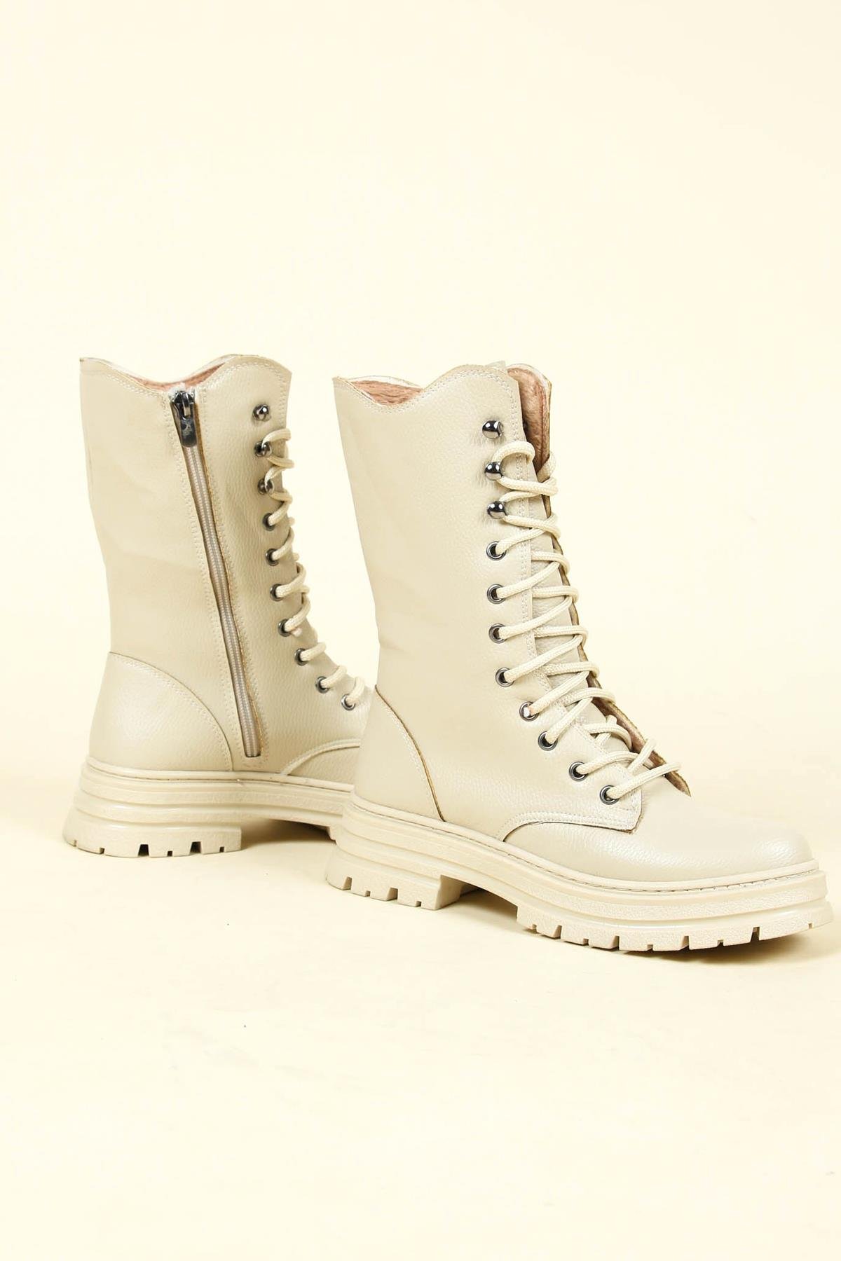 Fermuarlı Uzun Postal BEJ