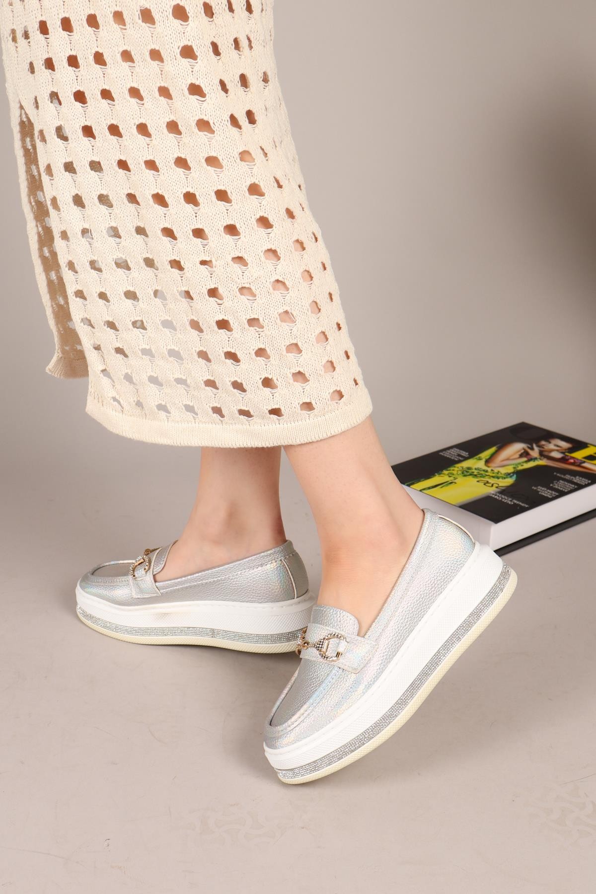 GARAZİ Kalın Taban Loafer GÜMÜŞ