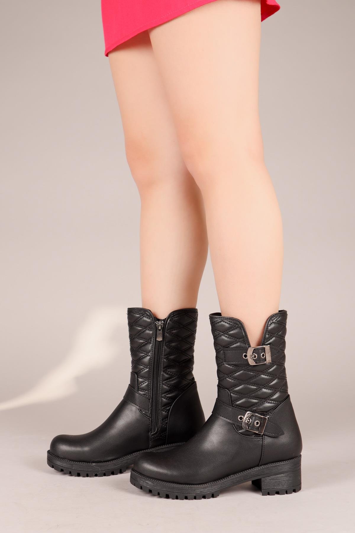 GORDANA Kapitoneli Kemerli Bot SİYAH