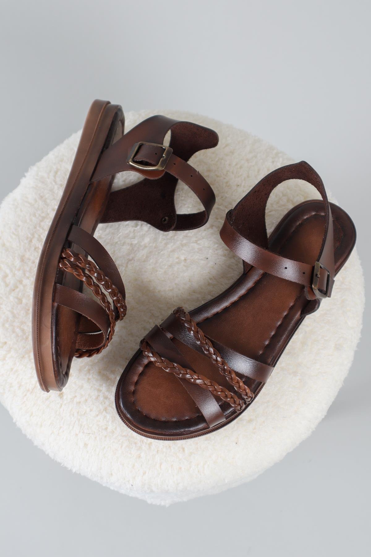 Hena Örgü Vaketa Sandalet TABA