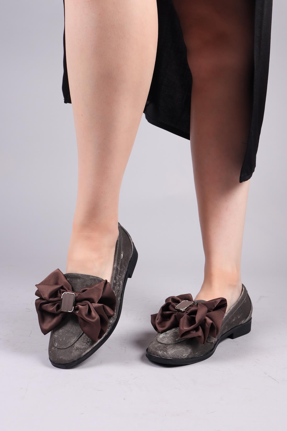 LOBİTO Saten Fiyonklu Loafer FÜME