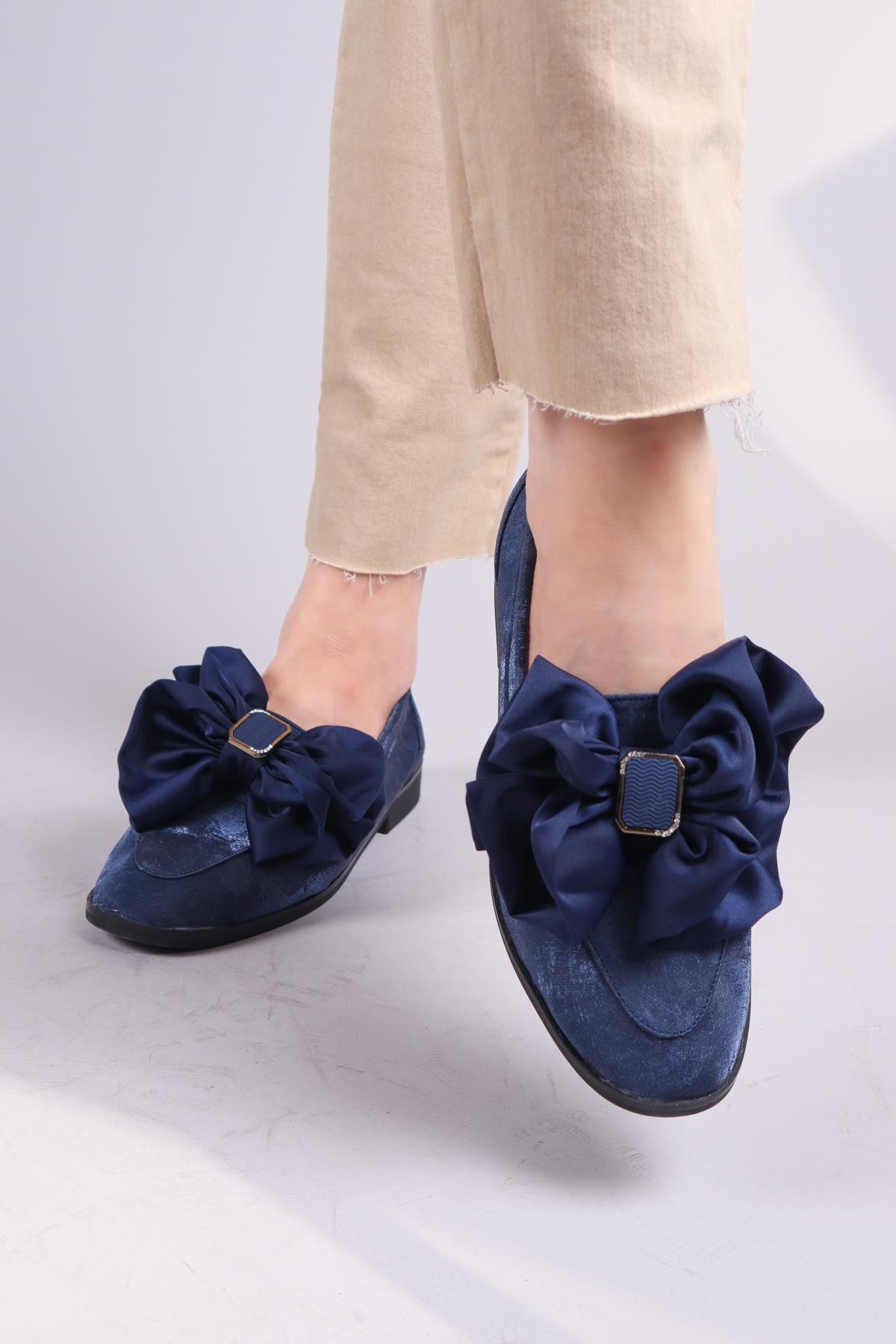 LOBİTO Saten Fiyonklu Loafer LACİVERT