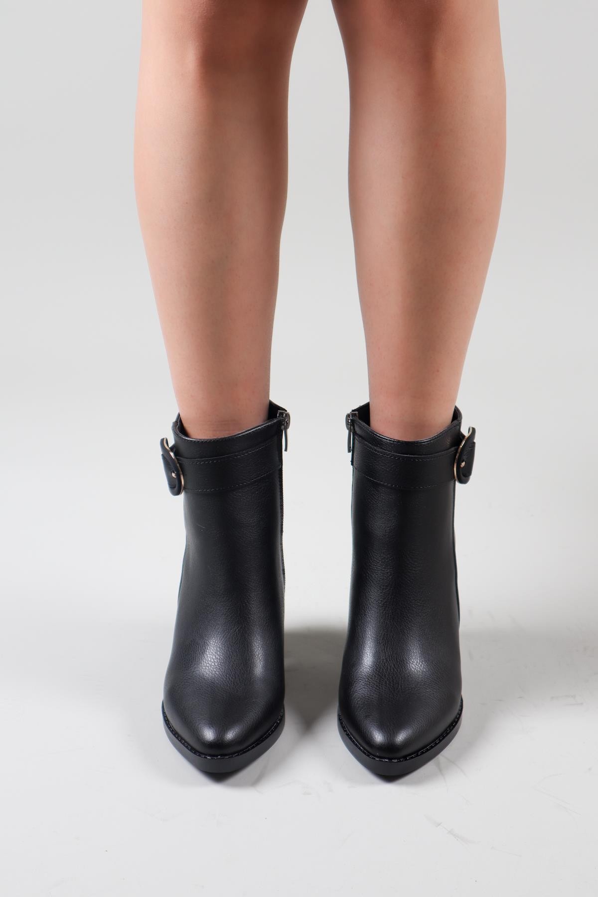 MAGDOLNA Kemerli Kadın Topuklu Bot SİYAH